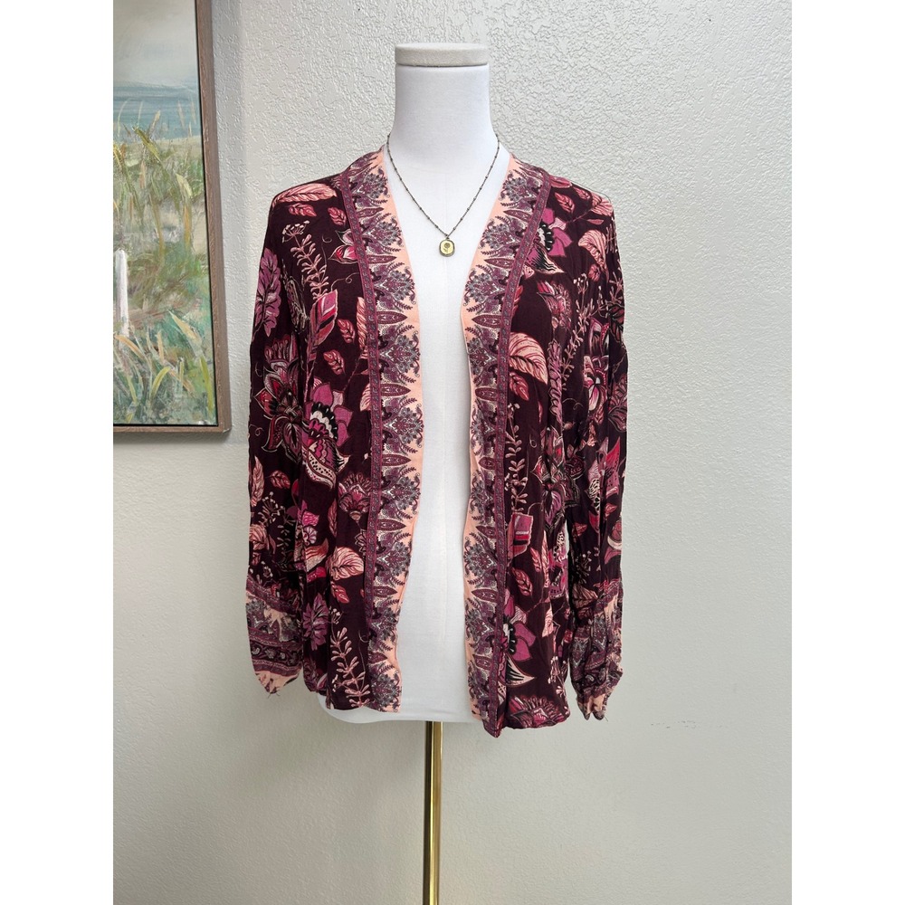 Michael Stars boho‎ print cardigan open front flowy top